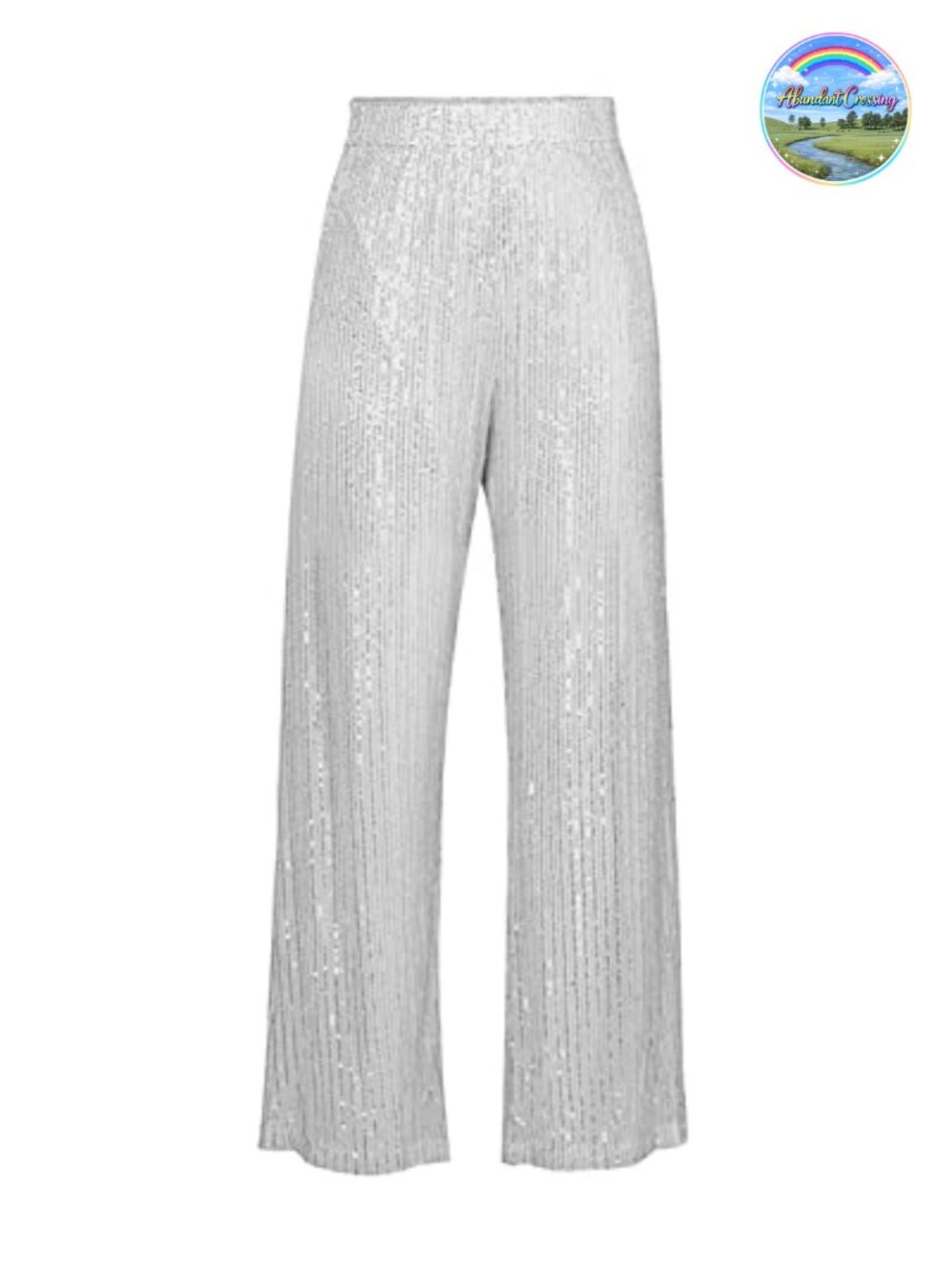 Glitter Sequin Wide Leg Palazzo Pants Elastic Waist Party Clubwear